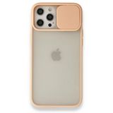 BSSM iPhone 12 Pro Max Palm Buzlu Kamera Sürgülü Silikon Pembe Kılıf