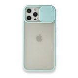 BSSM iPhone 12 Pro Max Palm Buzlu Kamera Sürgülü Silikon Turkuaz Kılıf