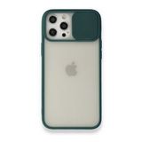 BSSM iPhone 12 Pro Max Palm Buzlu Kamera Sürgülü Silikon Yeşil Kılıf