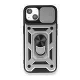 BSSM iPhone 13 Pars Lens Yüzüklü Silikon Gümüş Renkli Kılıf