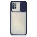 BSSM Lacivert Samsung Galaxy A71 Palm Buzlu Kamera Sürgülü Silikon Kılıf