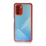 BSSM Miami Şeffaf Silikon - Kırmızı Xiaomi Poco F3 Kılıf