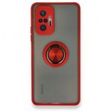 BSSM Montreal Yüzüklü Silikon Kapak - Kırmızı Xiaomi Redmi Note 10 Pro Kılıf