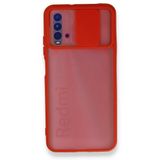 BSSM Palm Buzlu Kamera Sürgülü Silikon - Kırmızı Xiaomi Redmi 9T Kılıf
