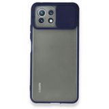 BSSM Palm Buzlu Kamera Sürgülü Silikon - Lacivert Xiaomi Mİ 11 Lite Kılıf