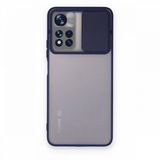 BSSM Palm Buzlu Kamera Sürgülü Silikon - Lacivert Xiaomi Redmi Note 11T Kılıf