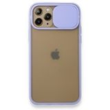 BSSM Palm Buzlu Kamera Sürgülü Silikon - Lila iPhone 11 Pro Kılıf