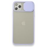 BSSM Palm Buzlu Kamera Sürgülü Silikon - Lila iPhone 11 Pro Max Kılıf