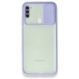 BSSM Palm Buzlu Kamera Sürgülü Silikon - Lila Samsung Galaxy A11 Kılıf