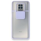 BSSM Palm Buzlu Kamera Sürgülü Silikon - Lila Xiaomi Redmi Note 9 Pro Kılıf