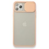 BSSM Palm Buzlu Kamera Sürgülü Silikon - Pembe iPhone 11 Pro Max Kılıf