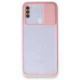 BSSM Palm Buzlu Kamera Sürgülü Silikon - Pembe Samsung Galaxy A11 Kılıf