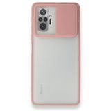 BSSM Palm Buzlu Kamera Sürgülü Silikon - Pembe Xiaomi Redmi Note 10 Pro Kılıf