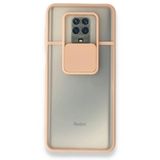 BSSM Palm Buzlu Kamera Sürgülü Silikon - Pembe Xiaomi Redmi Note 9 Pro Kılıf