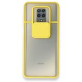 BSSM Palm Buzlu Kamera Sürgülü Silikon - Sarı Xiaomi Redmi Note 9 Pro Kılıf