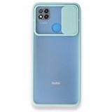 BSSM Palm Buzlu Kamera Sürgülü Silikon - Turkuaz Xiaomi Redmi 9C Kılıf