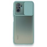 BSSM Palm Buzlu Kamera Sürgülü Silikon - Turkuaz Xiaomi Redmi Note 10 Kılıf