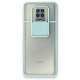 BSSM Palm Buzlu Kamera Sürgülü Silikon - Turkuaz Xiaomi Redmi Note 9 Pro Kılıf