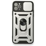 BSSM Pars Lens Yüzüklü Silikon - Gümüş iPhone 11 Pro Kılıf