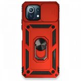 BSSM Pars Lens Yüzüklü Silikon - Kırmızı Xiaomi Mİ 11 Lite Kılıf