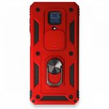 BSSM Pars Lens Yüzüklü Silikon - Kırmızı Xiaomi Redmi Note 9 Pro Kılıf