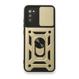 BSSM Samsung Galaxy A03S Pars Lens Yüzüklü Silikon Gold Kılıf