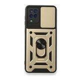 BSSM Samsung Galaxy A22 Pars Lens Yüzüklü Silikon Gold Kılıf