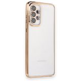 BSSM Samsung Galaxy A33 5G Razer Lensli Silikon Gold Cep Telefonu Kılıfı