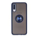 BSSM Samsung Galaxy A70 Montreal Yüzüklü Silikon Kapak Lacivert Kılıf