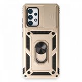 BSSM Samsung Galaxy A72 Pars Lens Yüzüklü Silikon Gold Kılıf