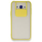 BSSM Samsung Galaxy J7 Palm Buzlu Kamera Sürgülü Silikon - Lacivert Kılıf