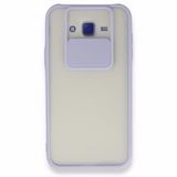 BSSM Samsung Galaxy J7 Palm Buzlu Kamera Sürgülü Silikon - Lila Kılıf