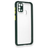 BSSM Samsung Galaxy M31 Miami Şeffaf Silikon Koyu Yeşil Kılıf