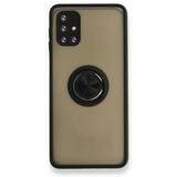 BSSM Samsung Galaxy M51 Montreal Yüzüklü Silikon Kapak Siyah Kılıf