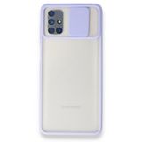 BSSM Samsung Galaxy M51 Palm Buzlu Kamera Sürgülü Silikon Lila Kılıf