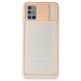 BSSM Samsung Galaxy M51 Palm Buzlu Kamera Sürgülü Silikon Pembe Kılıf