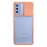 BSSM Samsung Galaxy M52 5G Palm Buzlu Kamera Sürgülü Silikon Pembe Kılıf