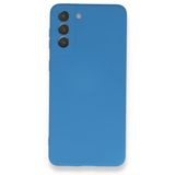 BSSM Samsung Galaxy S21 Plus Nano içi Kadife Silikon Mavi Kılıf