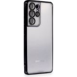 BSSM Samsung Galaxy S21 Ultra Razer Lensli Silikon Siyah Kılıf
