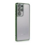 BSSM Samsung Galaxy S21 Ultra Razer Lensli Silikon Yeşil Kılıf