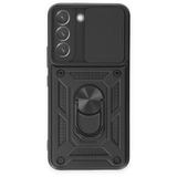 BSSM Samsung Galaxy S22 Pars Lens Yüzüklü Silikon Siyah Kılıf