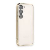 BSSM Samsung Galaxy S23 Razer Lensli Silikon Gold Cep Telefonu Kılıfı