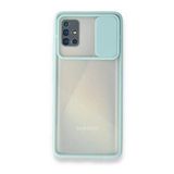 BSSM Turkuaz Samsung Galaxy A71 Palm Buzlu Kamera Sürgülü Silikon Kılıf