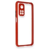 BSSM Xiaomi Mi 10T Pro Miami Şeffaf Silikon Kırmızı Kılıf