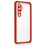 BSSM Xiaomi Mi Note 10 Lite Miami Şeffaf Silikon Kırmızı Kılıf