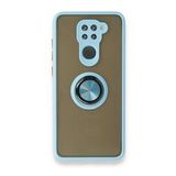 BSSM Xiaomi Redmi Note 9 Montreal Yüzüklü Silikon Kapak Buz Mavi Kılıf