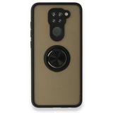 BSSM Xiaomi Redmi Note 9 Montreal Yüzüklü Silikon Kapak Siyah Kılıf