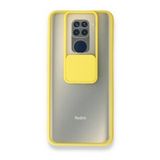 BSSM Xiaomi Redmi Note 9 Palm Buzlu Kamera Sürgülü Silikon Sarı Kılıf