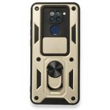 BSSM Xiaomi Redmi Note 9 Pars Lens Yüzüklü Silikon Gold Kılıf