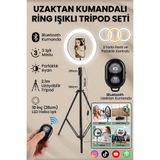 BSTBRANDSHOPPİNGTR Bluetooth KUMANDALI 10"inç Ring Light Youtuber Tiktok Çekim Işıklı Telefon Tutucu Influencer Makyaj Işığı 2.10 m Tripod